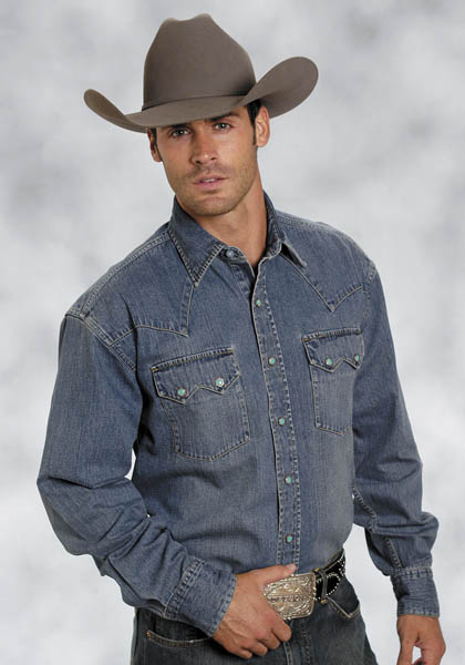 CAMISA MANGA LARGA MEZCLILLA AZUL 5223