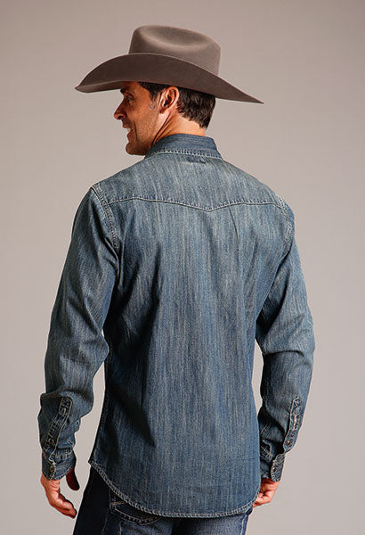 CAMISA MANGA LARGA MEZCLILLA DIRTY DARK