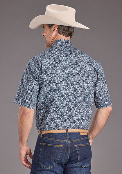 CAMISA MANGA CORTA MEDALLON AZUL 2390