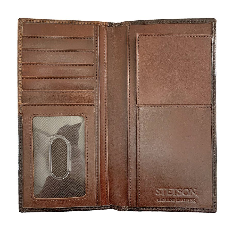 Cartera Chequera Piel Doble Pliegue Marrón | Stetson