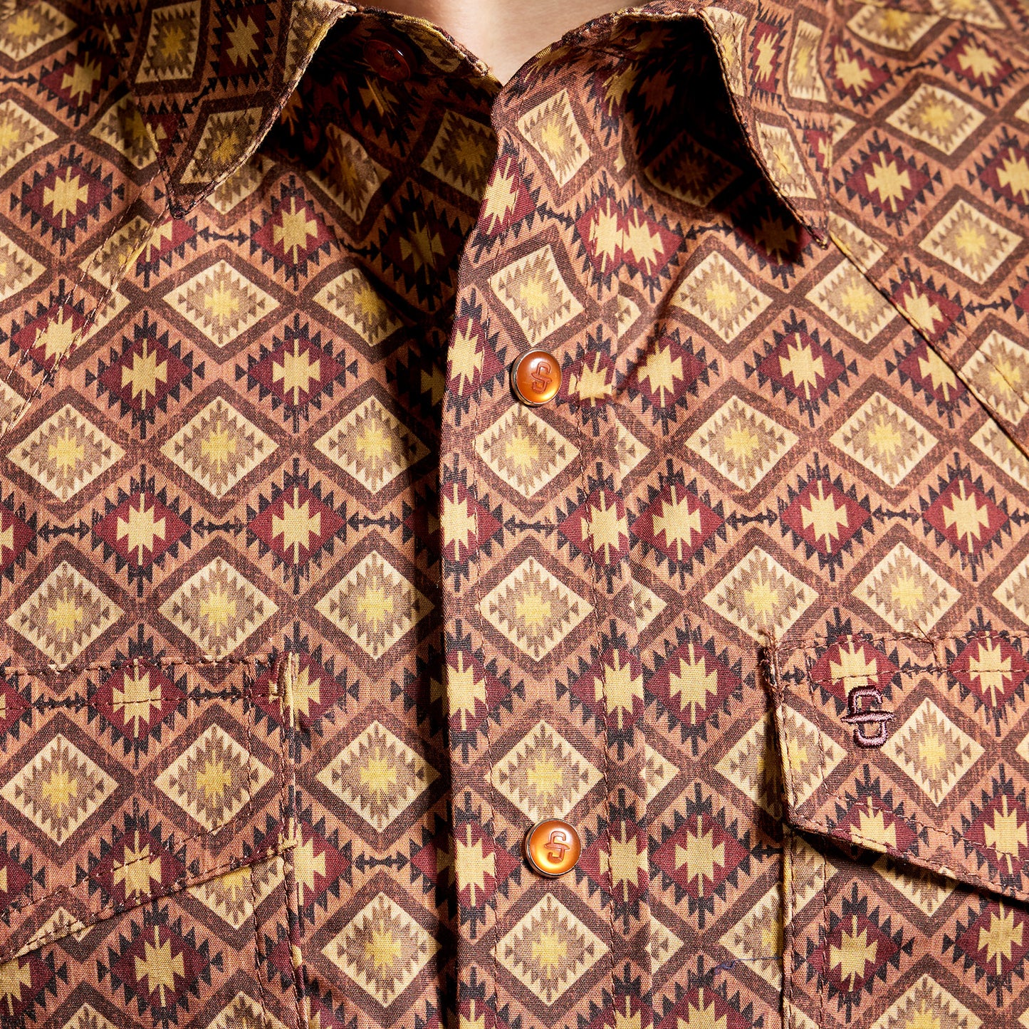Camisa Caballero Vintage Range Printed Terracota Diamond | Stetson®
