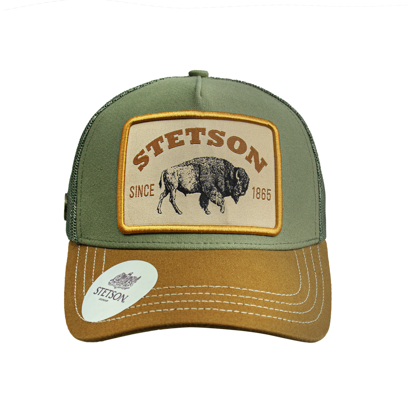 Khaki Arrowhead Patch Trucker Cap (STS09)