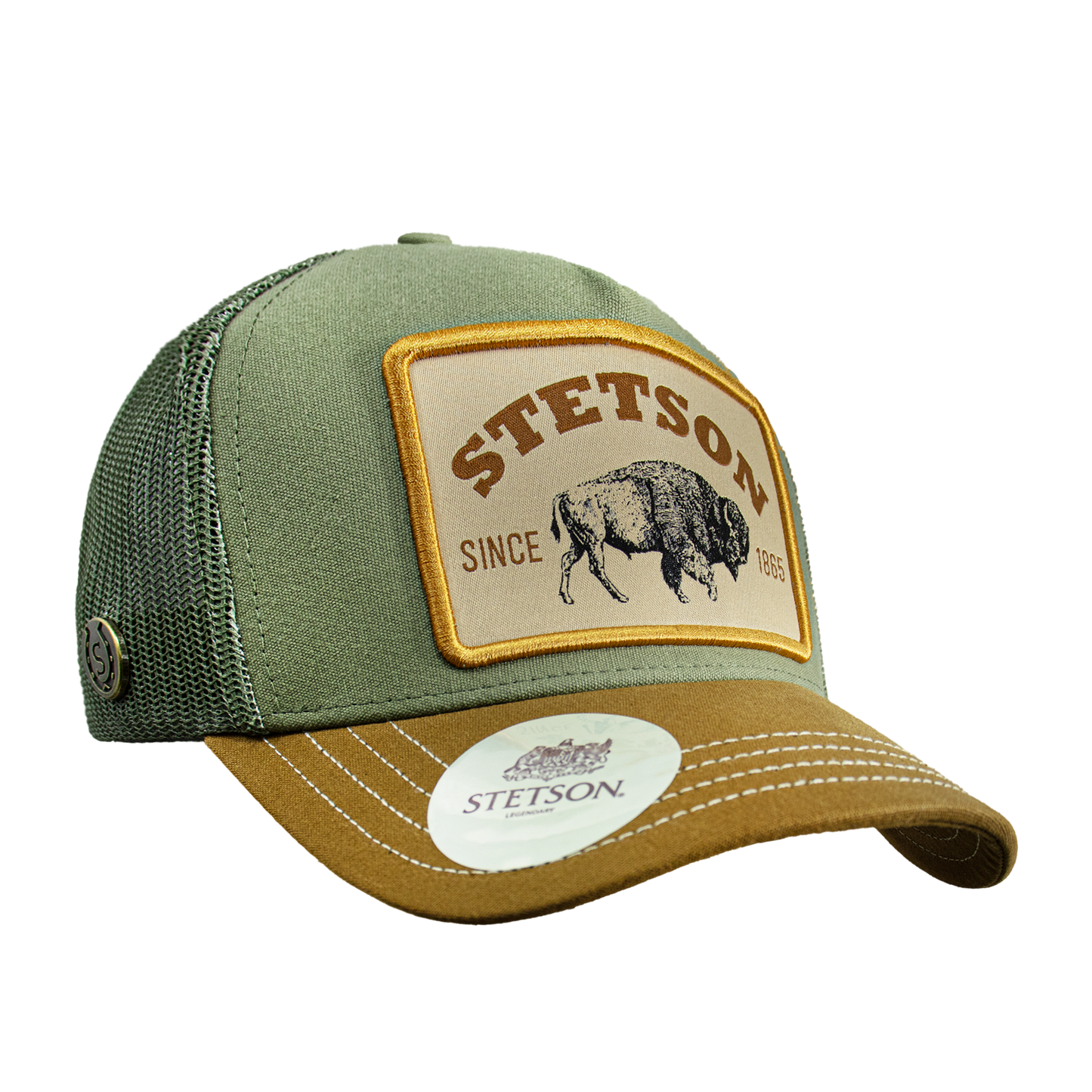 Khaki Arrowhead Patch Trucker Cap (STS09)