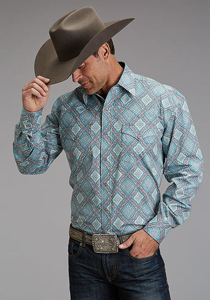 Camisa Stetson Medallón Turquesa