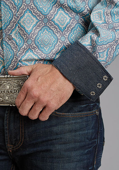 Camisa Stetson Medallón Turquesa