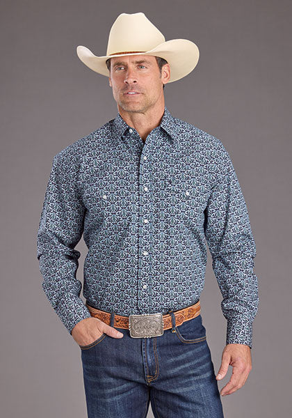 CAMISA MANGA LARGA MEDALLON AZUL MARINO 2390