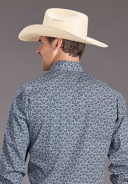 CAMISA MANGA LARGA MEDALLON AZUL MARINO 2390