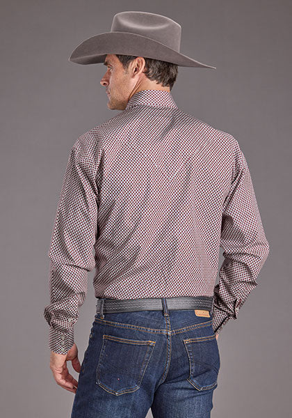 CAMISA MANGA LARGA GEOMETRICO GRANATE 2392