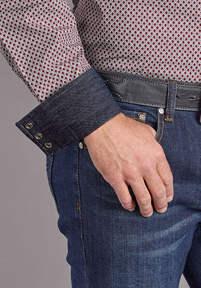 Camisa Stetson Geometrico Granate