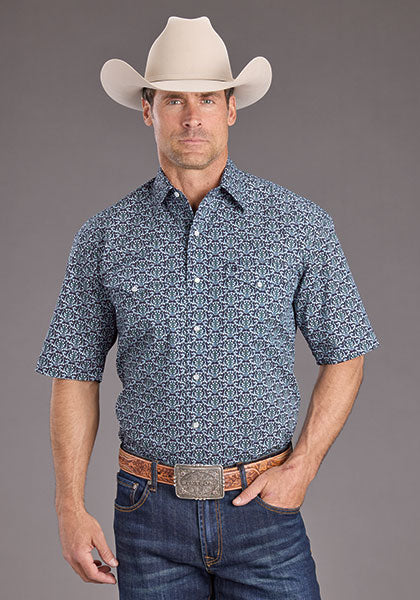 CAMISA MANGA CORTA MEDALLON AZUL 2390