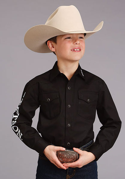 Camisa Manga Larga Niños Negra 4296