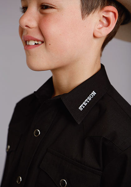 Camisa Manga Larga Niños Negra 4296