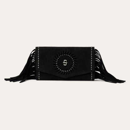 Cartera Stetson Tipo Clutch de Gamuza Flecos y Espiral
