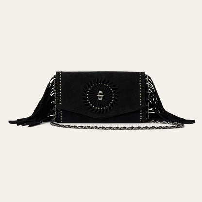 Cartera Stetson Tipo Clutch de Gamuza Flecos y Espiral