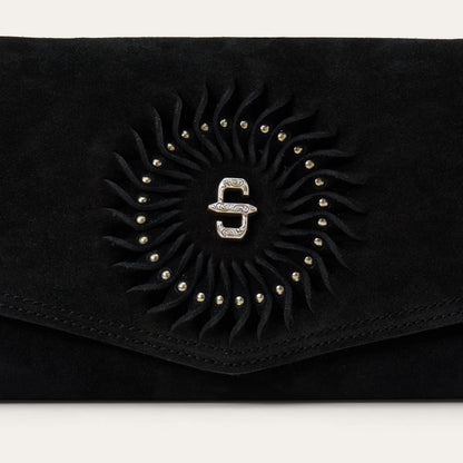 Cartera Stetson Tipo Clutch de Gamuza Flecos y Espiral
