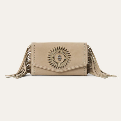 Cartera Stetson Tipo Clutch de Gamuza Flecos y Espiral