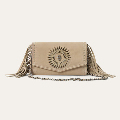 Cartera Stetson Tipo Clutch de Gamuza Flecos y Espiral
