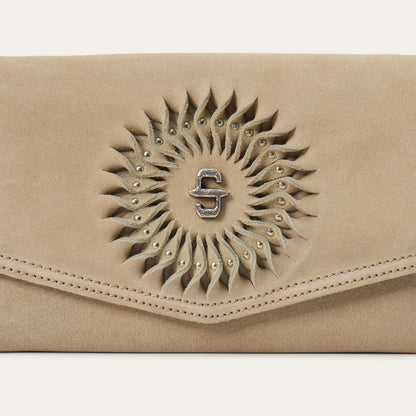 Cartera Stetson Tipo Clutch de Gamuza Flecos y Espiral