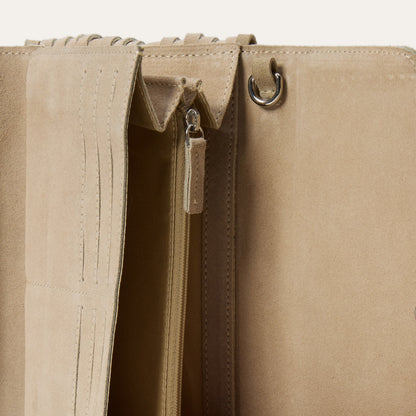 Cartera Stetson Tipo Clutch de Gamuza Flecos y Espiral