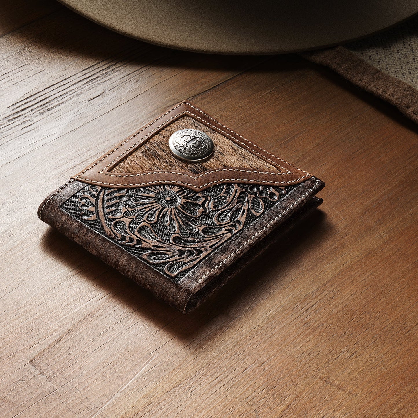 Cartera Artesanal Doble Pliegue Vintage | Stetson