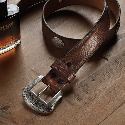 Cinturón Stetson Piel de Bisonte Conchos