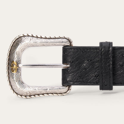 Cinturón Stetson Piel de Avestruz Cowboy Black