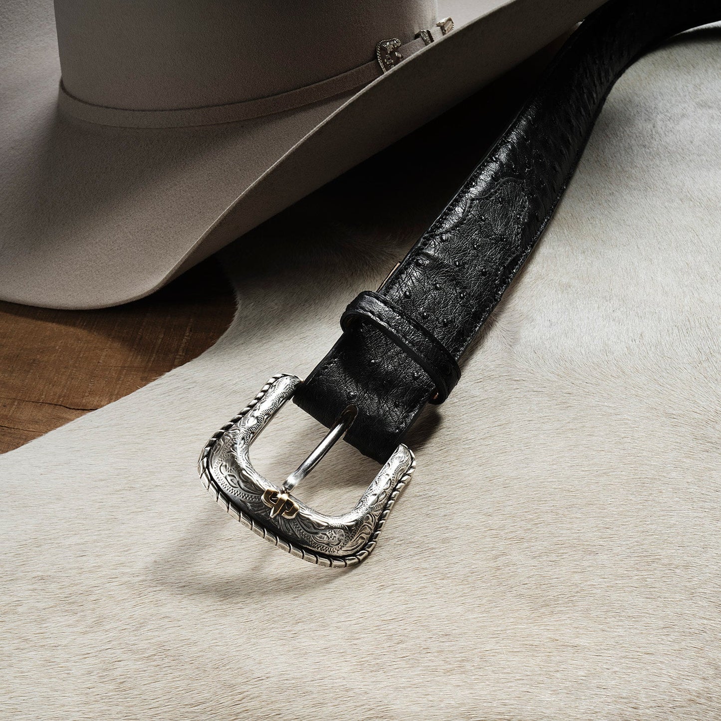 Cinturón de Piel Caballero Avestruz Cowboy Black 6500 | Stetson