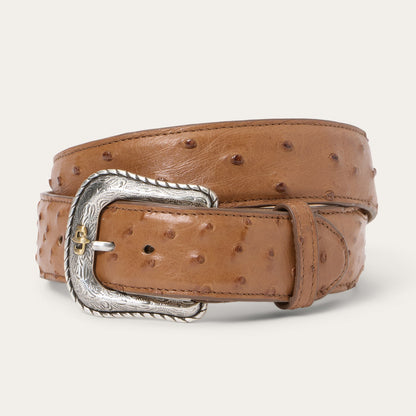 Cinturón Stetson Piel de Avestruz Cowboy Brown