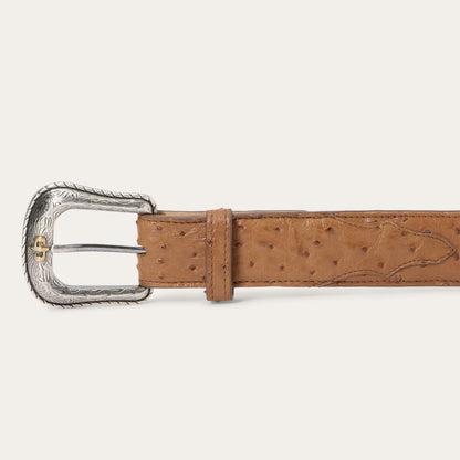 Cinturón Stetson Piel de Avestruz Cowboy Brown