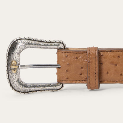 Cinturón Stetson Piel de Avestruz Cowboy Brown