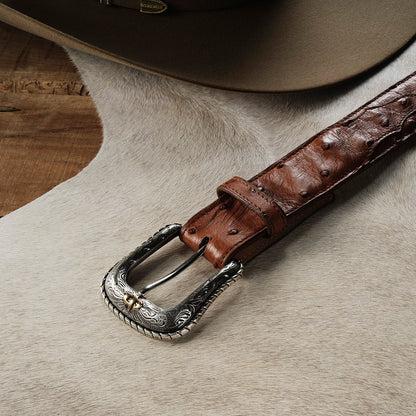Cinturón Stetson Piel de Avestruz Cowboy Brown