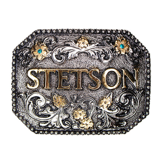 Hebilla Ornamenta Flores Diamantes Azul Metal | Stetson