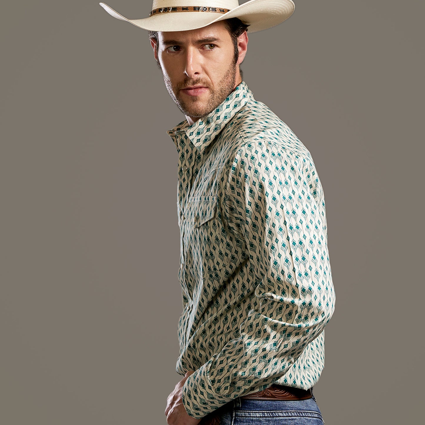 Camisa Caballero Vintage Range Printed Quetzal Plume | Stetson®