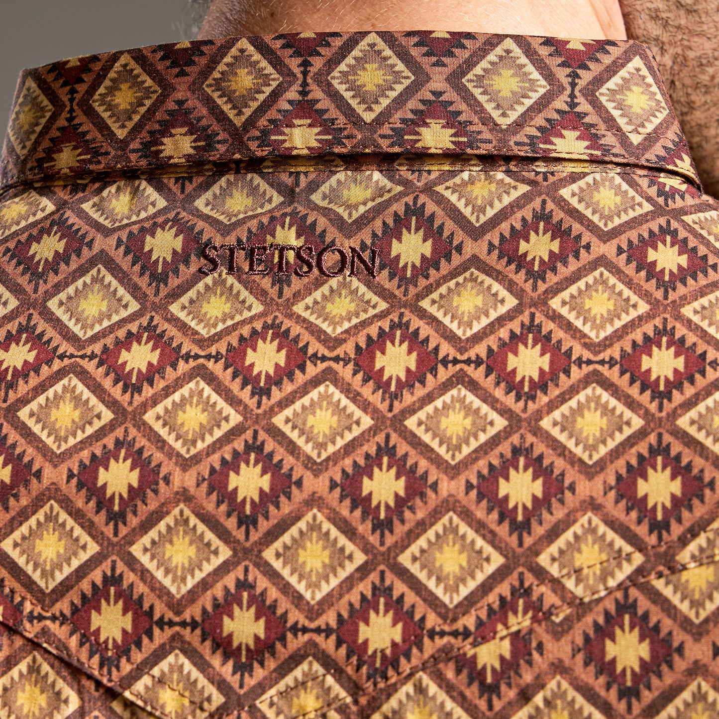 Camisa Caballero Vintage Range Printed Terracota Diamond | Stetson®