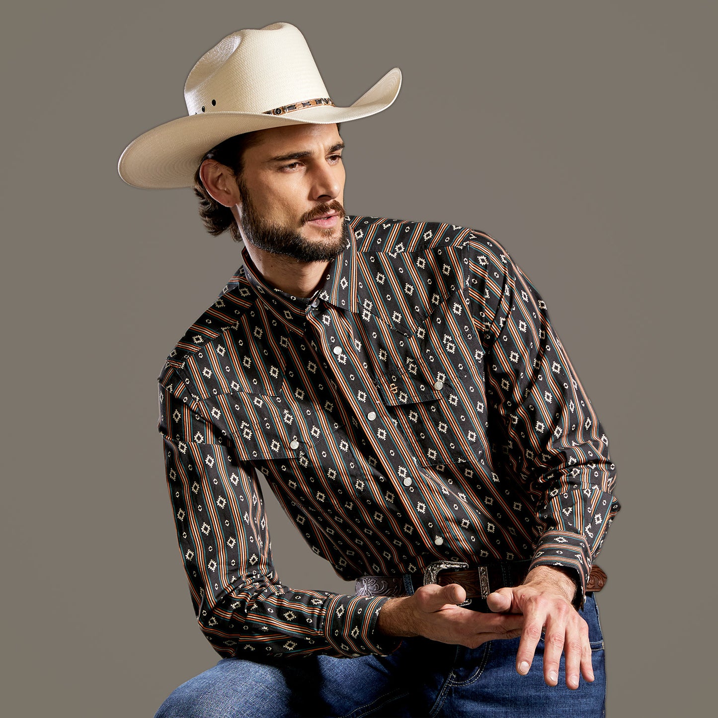 Camisa Caballero Vintage Range Printed Aztec Forge | Stetson®