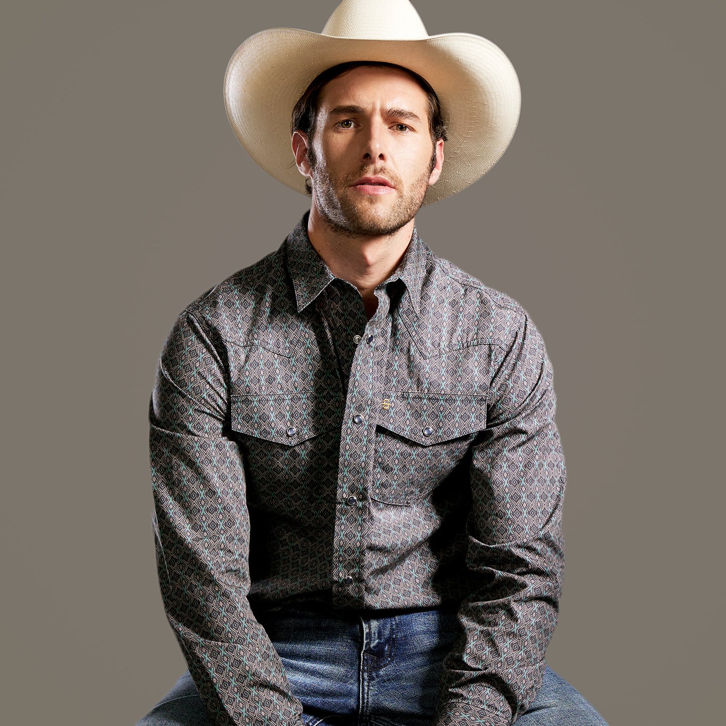 Camisa Caballero Vintage Range Printed Green Serpent | Stetson®