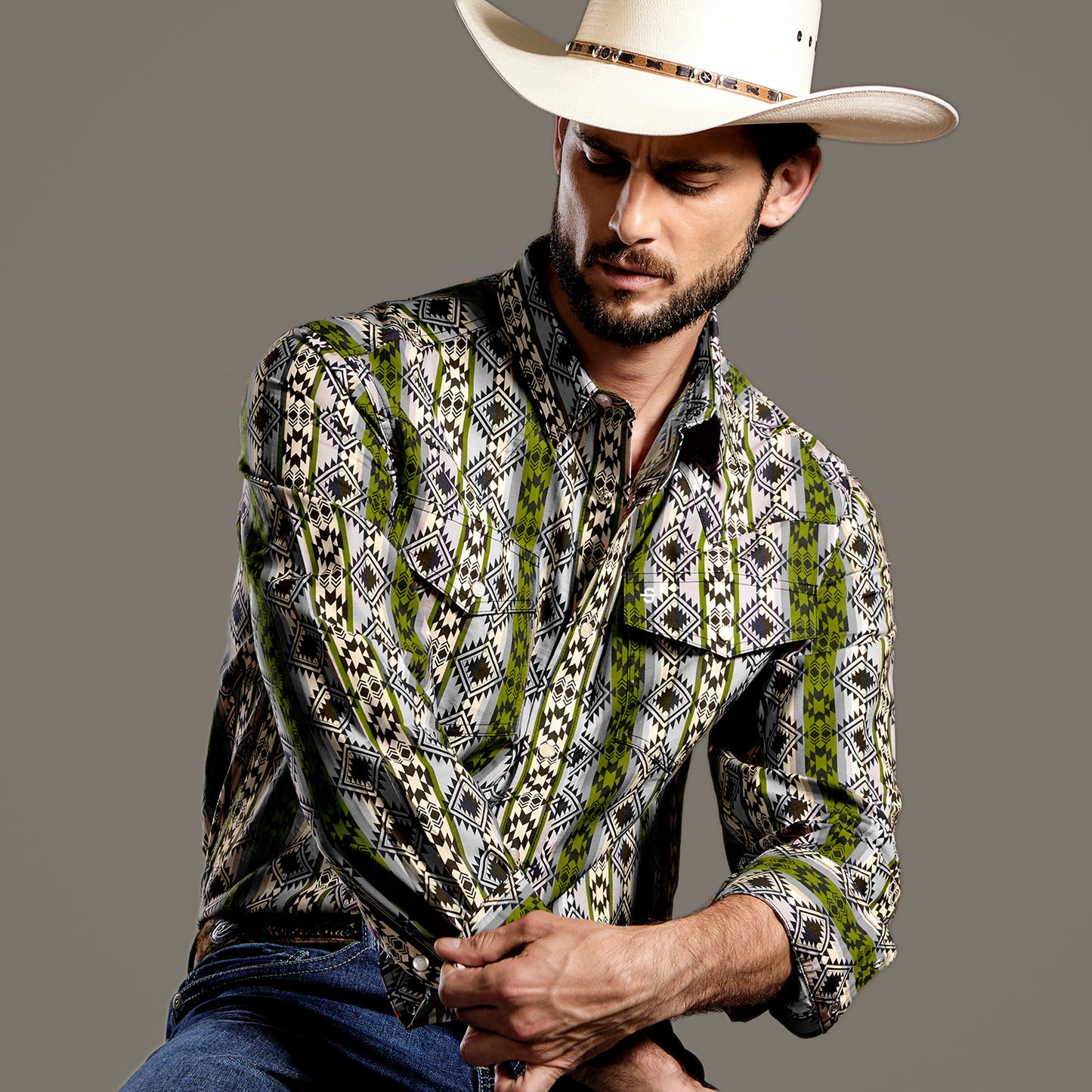 Camisa Caballero Vintage Range Printed Cenote Maze | Stetson®
