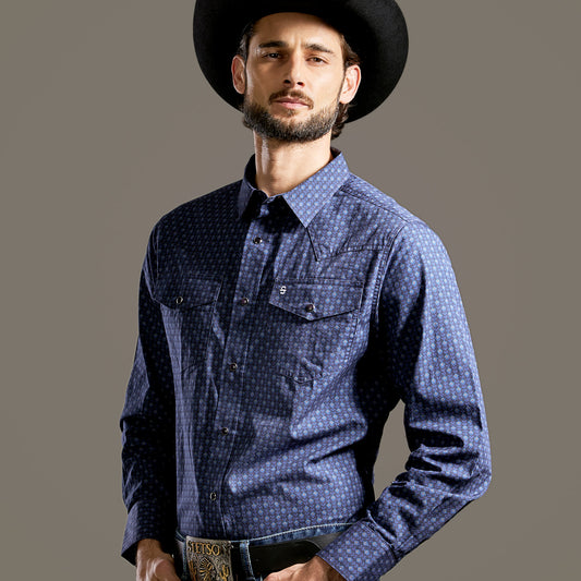 Camisa Caballero Vintage Range Printed Midnight Tapestry | Stetson®
